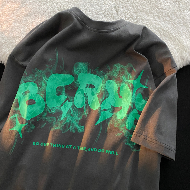Official figure cotton summer clothes new design sense of minority short sleeve t-shirt men's and women's fashion