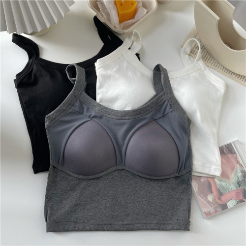 Real price and real shooting 2022 spring suspender vest for women to wear Korean version of light proof belt, breast pad and rag in air