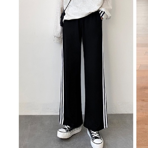 The new Korean version of fish scale high waist is thin and versatile casual pants, and women wear sports wide leg pants outside