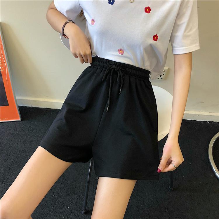 Pants women's summer new Korean version drop feeling sports wide leg pants students loose and thin high waist casual shorts