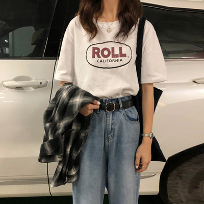 Cotton short sleeved t-shirt female student Korean loose new summer net red retro Japanese Fashion