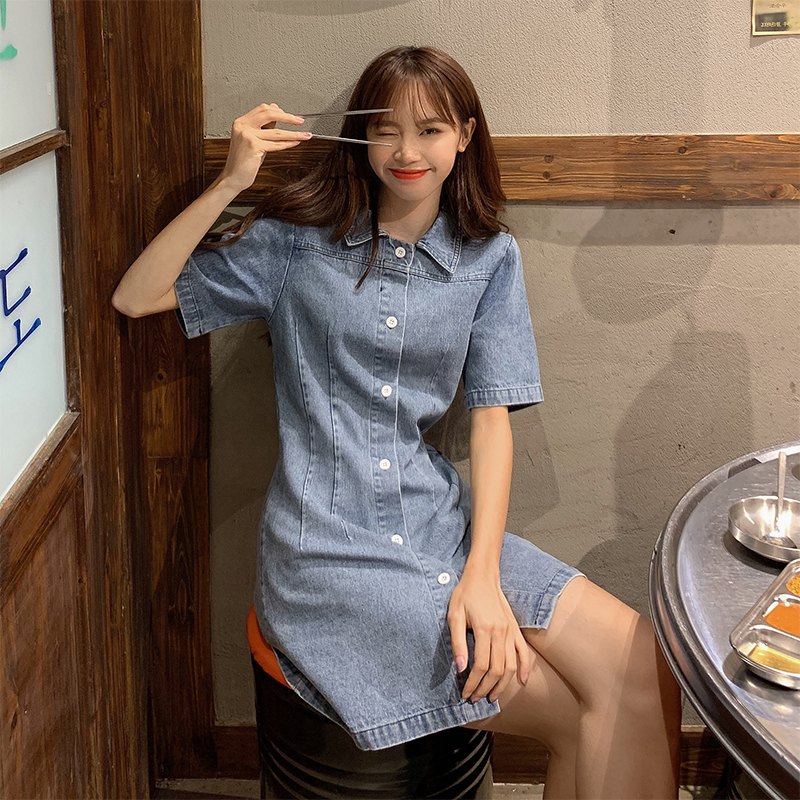 Actual price: Hanxia retro pleated high waist denim skirt has been tested