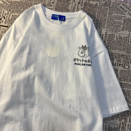 Official website pure cotton wrap collar summer Casual Short Sleeve T-Shirt plus size women's top