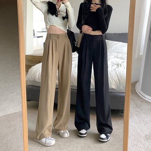 Real shooting and real price 2022 spring new suit wide leg pants women high waist loose casual suit pants women