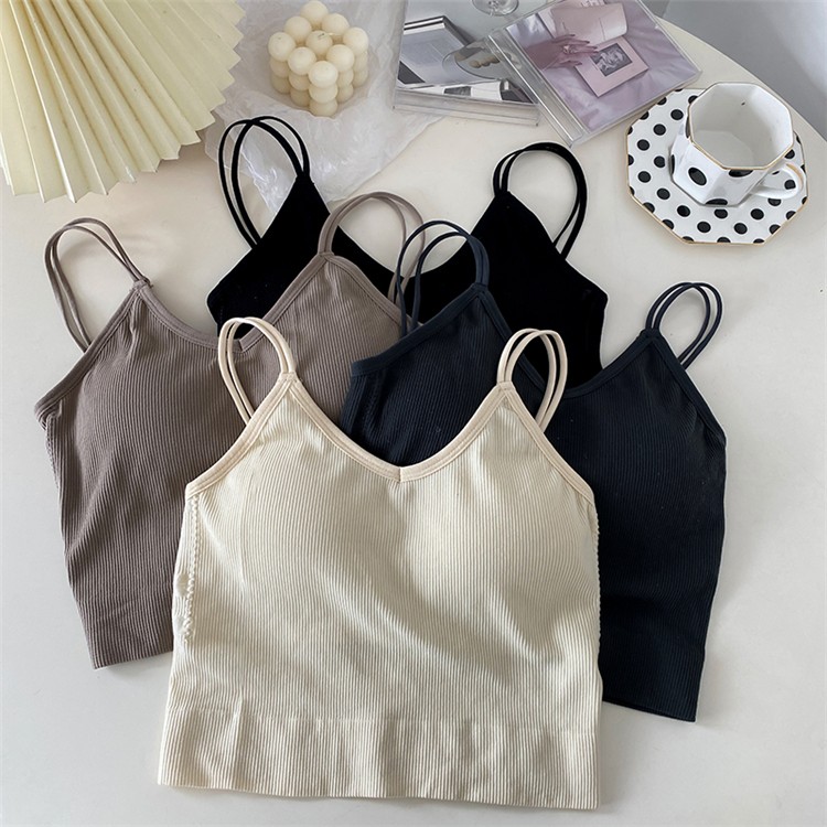 Real shot versatile suspender vest women's inner V-neck short bottomed top tight sexy new style in spring and summer
