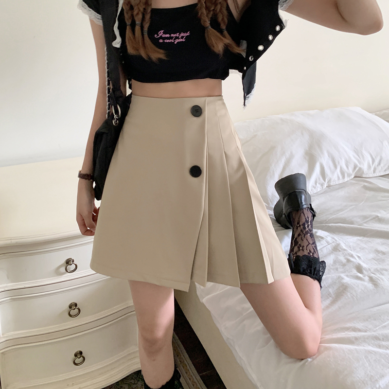 Real price pleated skirt A-line skirt women's summer high waist jk2022 spring new short skirt solid color
