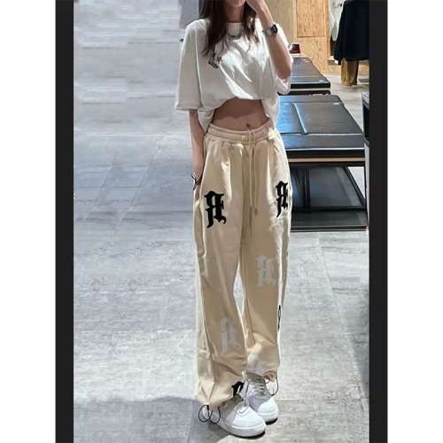 Foam printed American letter R logo spring and autumn and summer national fashion loose drawstring Leggings