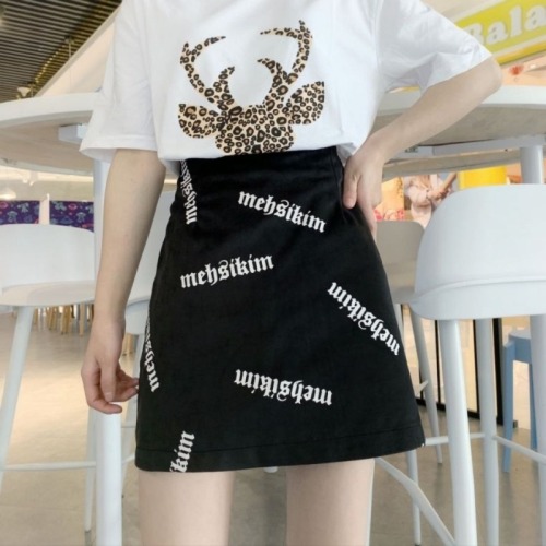 202a new type of graffiti proof women's high waist print skirt