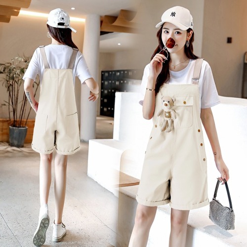 Cute bear suspender Shorts Set women's summer thin Korean loose small short work clothes foreign style age reduction