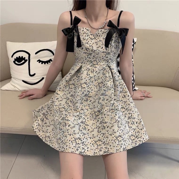 Court style 2022 new pure desire skirt, floral dress, women's summer suspender skirt, Hip Wrap Skirt, tea break skirt