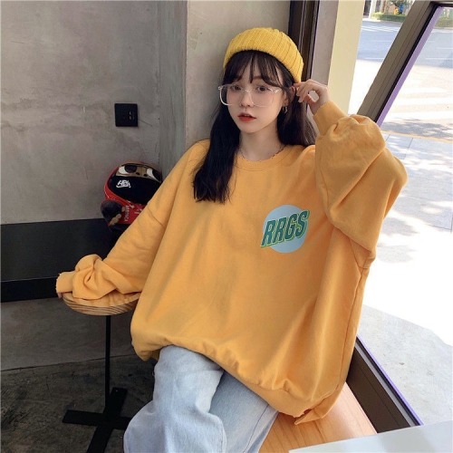 65 thin, medium and long, loose and lazy style sweater, women's new spring and autumn Korean student top