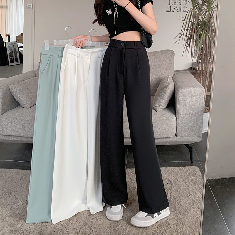 Real price 2022 spring and summer new casual pants suit pants women's straight tube high waist thin loose pants