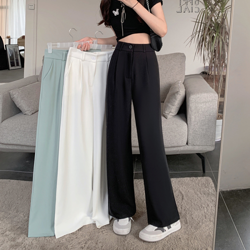 Real price  spring and summer new casual pants suit pants women's straight tube high waist thin loose pants