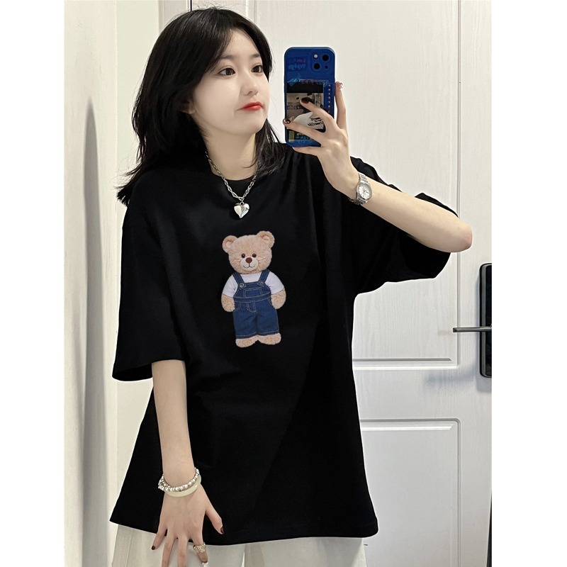 Official short sleeve T-shirt women's cotton loose summer round neck top