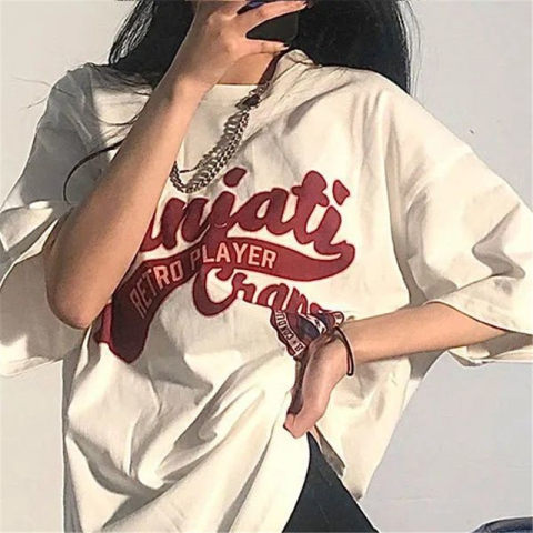 Cotton summer new American white short sleeved shirt women's loose Korean fashion chic retro top