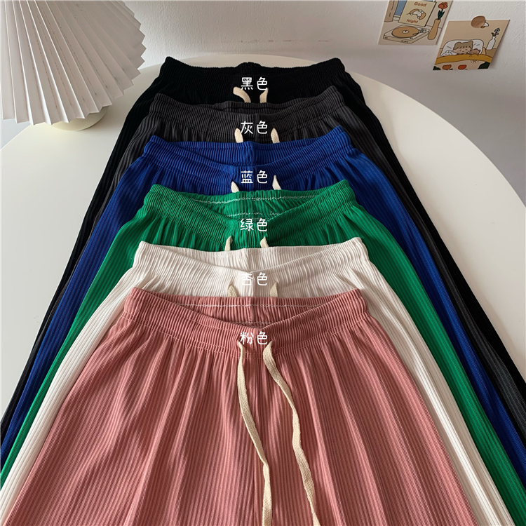 Real price real shot snake bone pattern wide leg pants women's hanging feeling high waist loose straight tube black casual floor pants
