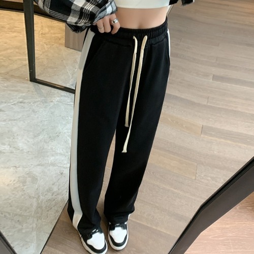 Official figure casual pants women's side straight tube shows thin sweatpants loose Korean students' new summer versatile trend