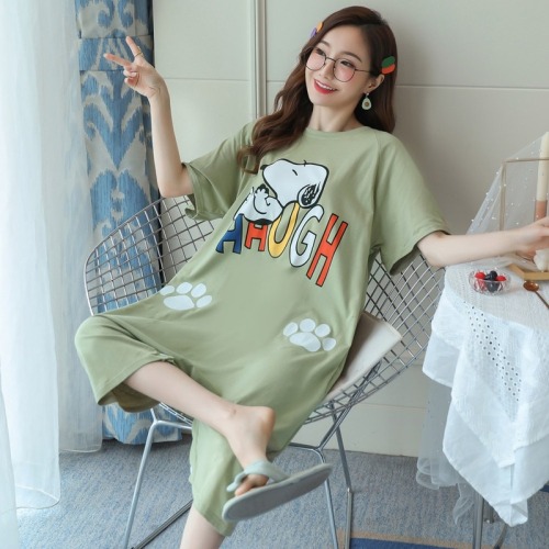 Real shooting trouser skirt summer home clothes women cartoon students lovely loose short sleeve home clothes one-piece pajamas