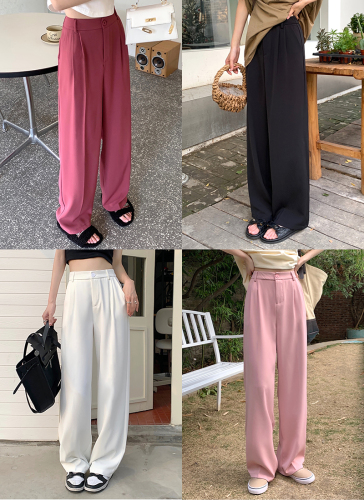 Real price 2022 spring and summer new hanging feeling lazy suit pants loose high waist straight tube floor mops