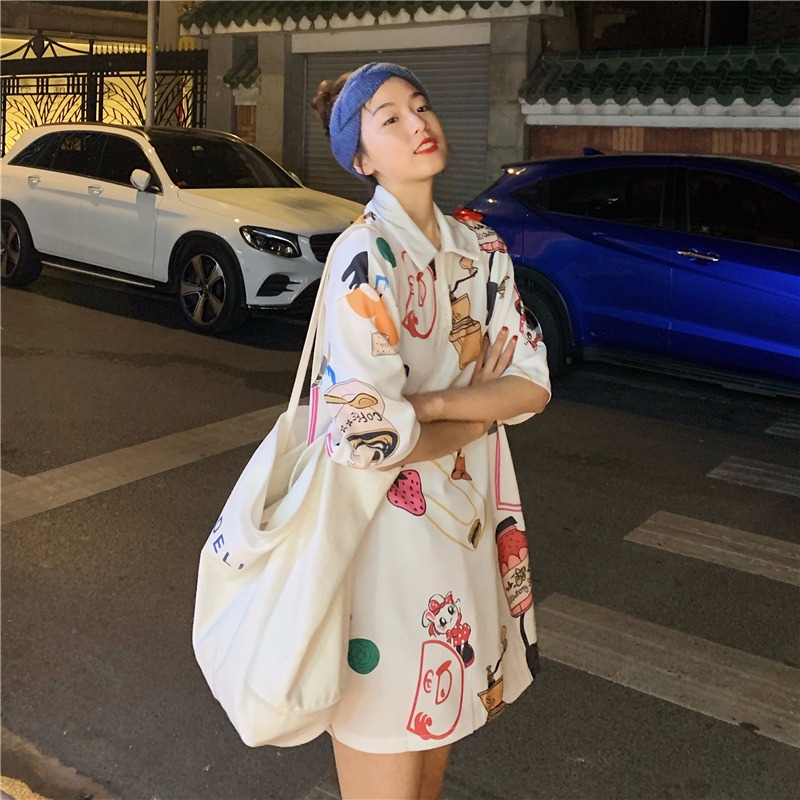 Real shooting cotton 2022 fashion short sleeve T-shirt skirt women's summer net red ins trendy polo collar shirt