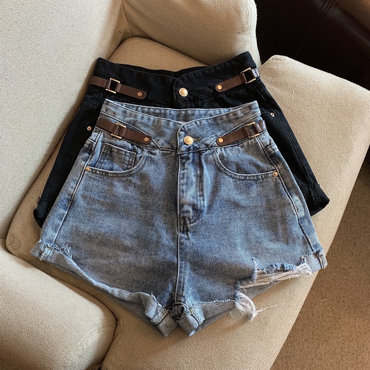 Real shooting and real price spring and summer hot girls versatile high waist hot pants fashion denim shorts