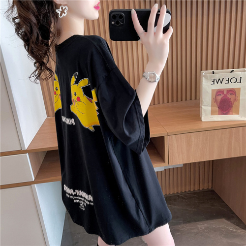 Fried Street Korean loose Pikachu short sleeve T-shirt women's new summer foreign style aging lazy style versatile top