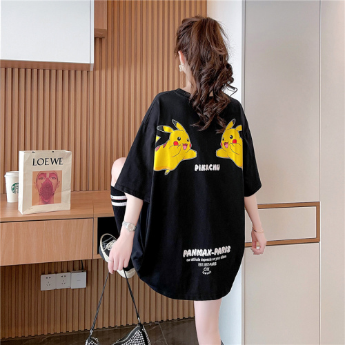 Fried Street Korean loose Pikachu short sleeve T-shirt women's new summer foreign style aging lazy style versatile top