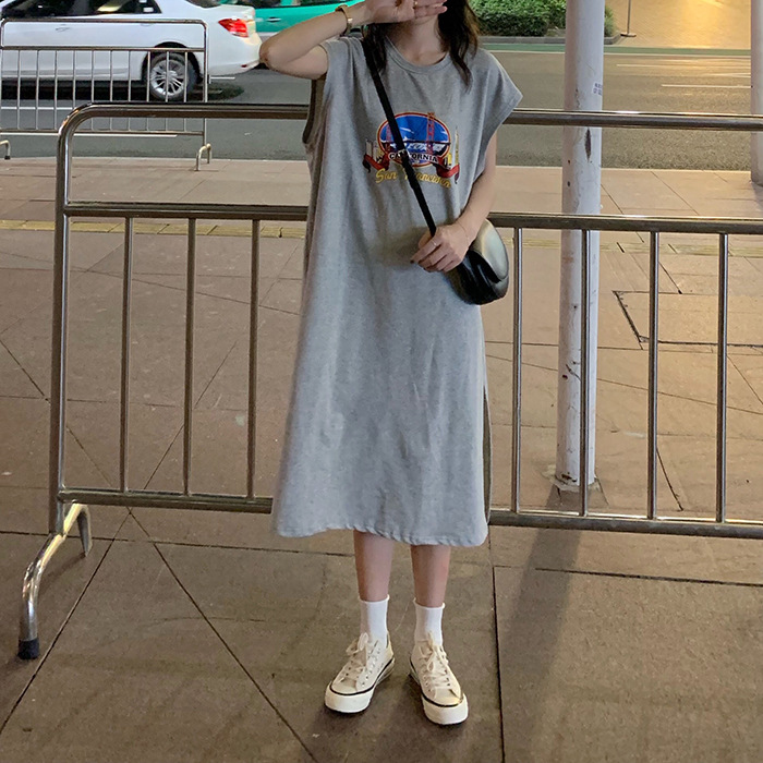 New Korean women's Vest long skirt women's Harajuku style student top women's summer vest dress