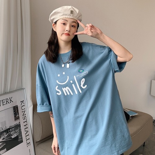 Harajuku style women's port style simple letter loose lazy style versatile casual cotton short sleeve T-shirt fashion