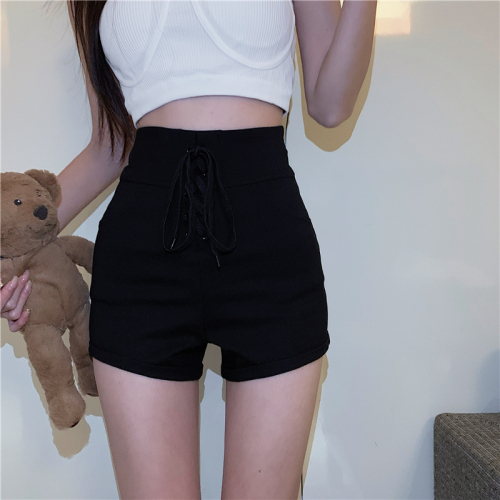 Real price hot girl style high waist cross strap back zipper design slim AA hot pants