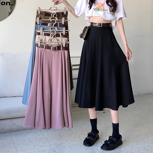 Real shooting and real price in the spring of 2022, the new Korean version is versatile, high waist a-word slim skirt ~ free belt