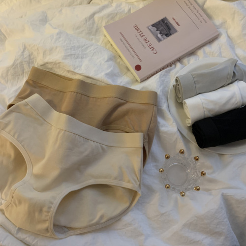 Real price ~ comfortable solid color simple cotton antibacterial crotch briefs student versatile underwear women's cotton 5 Pack