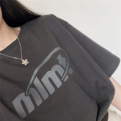 Protected ~ simple retro letter print dark grey Short Sleeve T-Shirt Top Korean Girls Summer