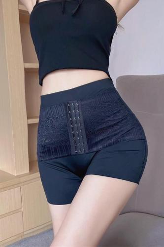 Real shooting abdomen closing artifact belt pants graphene antibacterial shaping body beauty ice high waist abdomen lifting hip safety pants women