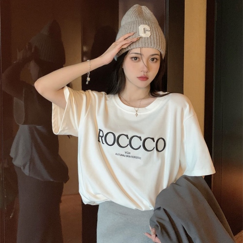 Official figure cotton white net red T-shirt women's ins super fire autumn and winter letter bottomed shirt Hong Kong Style