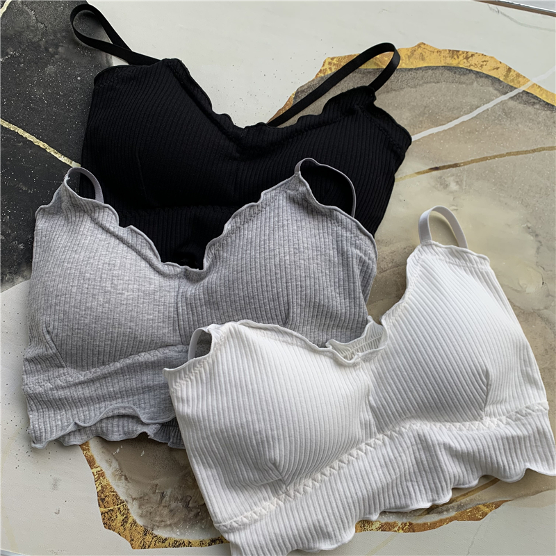 Real shooting and real price new V-neck fungus edge no steel ring girl wrapped chest, rag, small suspender top adjustable