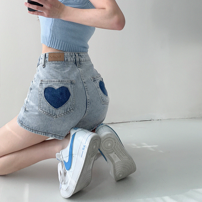 Wind love Spice Girl Cowboy SHORTS women's summer large fat mm wide leg European and American high street a-word hot pants trend