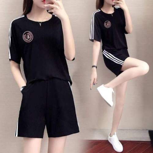 200 kg large casual sports suit women's summer new Korean loose fashion short sleeved shorts two-piece set