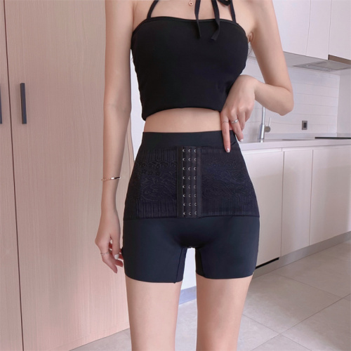 Real shooting abdomen closing artifact belt pants graphene antibacterial shaping body beauty ice high waist abdomen lifting hip safety pants women