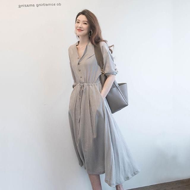 2022 spring and summer new leisure temperament loose dress long skirt slim tall size 200kg