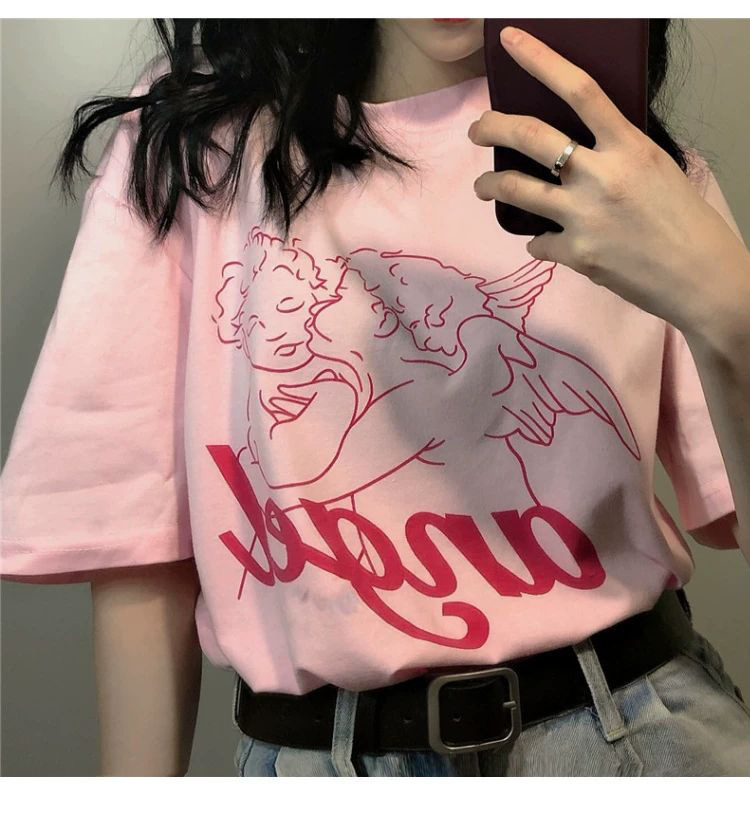 Ins super fire net red short sleeve t-shirt female summer dress Korean version new student loose large T-Shirt Top Fashion