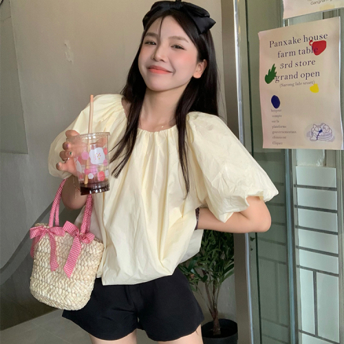 Real price Han Chic Pink Summer bubble sleeve candy shirt