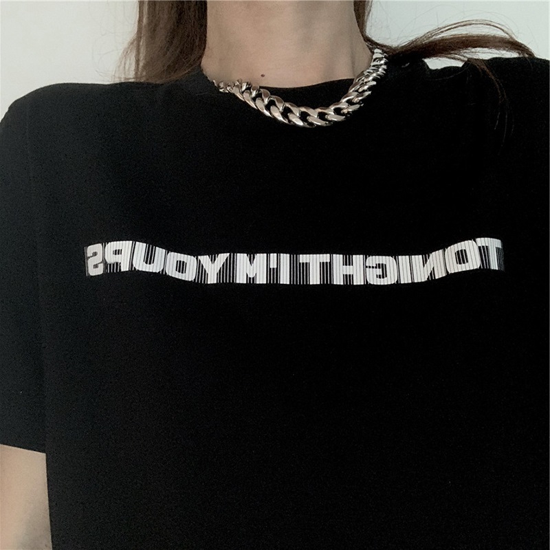 Milk silk 2022 summer new letter round neck T-shirt women's loose large size slim simple short sleeve top student