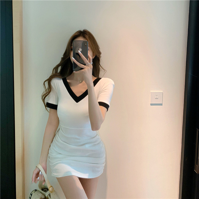 Dress women's summer dress 2022 new large sexy ins super Xianxian thin pop black Hip Wrap Skirt