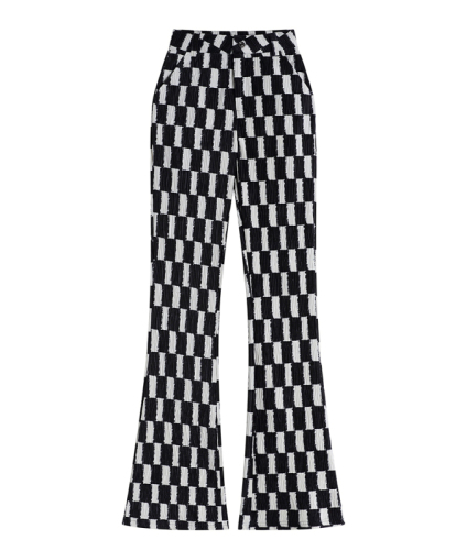 Real shooting of  summer clothes New Retro checkerboard casual pants women's high waist slim micro bell bottomed pants mopping pants fashion