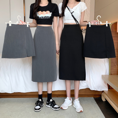 The real price includes inner lining + zipper skirt, women's high waist and thin suit skirt, split a-word bag hip skirt