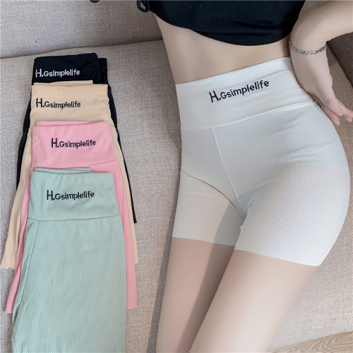 Real shooting and real price summer ice silk safety pants women's thin anti light non crimping tight closed belly and wearing bottomed shorts outside