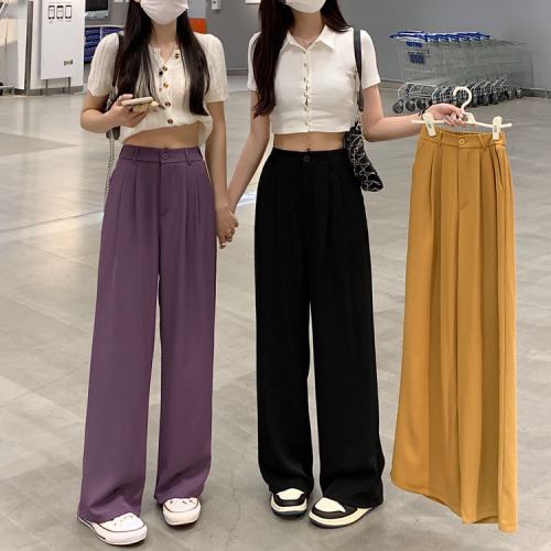Real shooting and real price ~ 2022 new Korean hanging feeling suit pants, wide leg pants, high waist straight tube floor mopping pants, women's pants