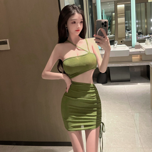 Real shot ~ slim wrap hip sexy hot girl hollow out dress female