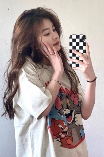 Cat and mouse Tom and Jerry Vintage cartoon printed loose summer couple round neck American Short Sleeve T-Shirt